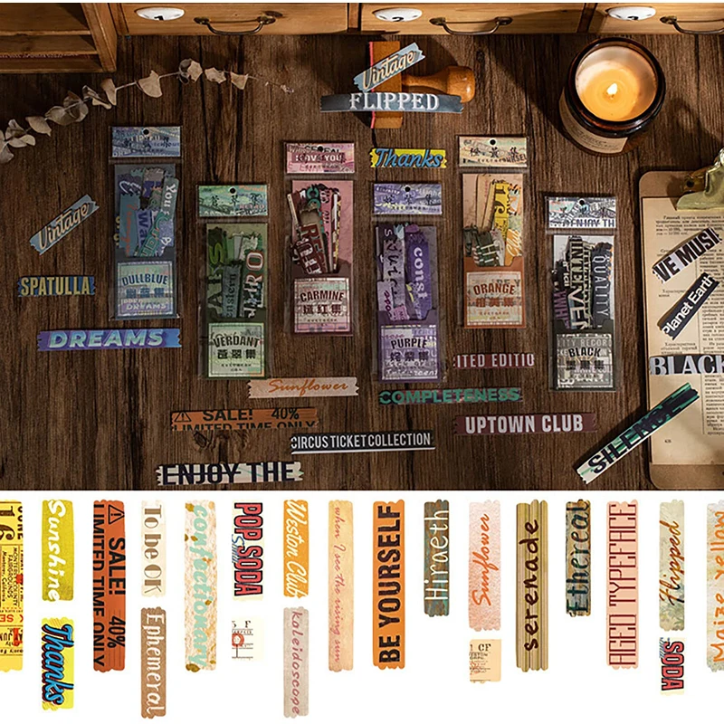 

240PCS Cute Colorful Words Stickers Scrapbook Supplies 6Series Adorable Sentence Words Quote Stickers for DIY Art Journaling