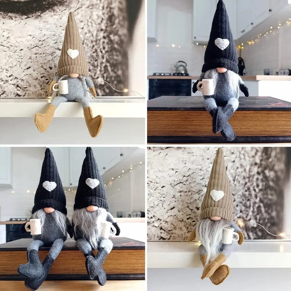 

Knitted Faceless Doll with Hanging Legs, Hand-ground Coffee, Christmas Day Decorations, Daily Decorations Christmas Ornaments