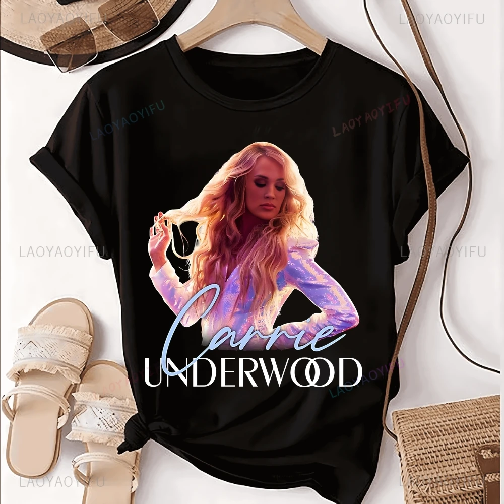 Футболка с принтом Carrie Underwood Country Music Singer Топ Trend Рубашка унисекс короткими