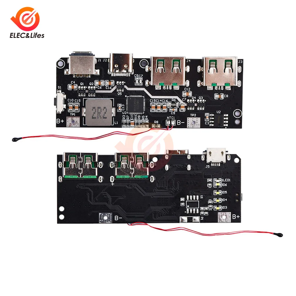 

22,5 Вт Power Bank, 4-портовый двунаправленный модуль питания для быстрой зарядки, печатная плата, комплект материнской платы «сделай сам», QC4.0 PD3.0