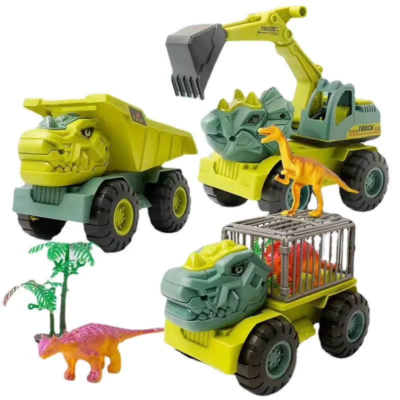 

Dinosaur Toy Car Tyrannosaurus Rex Engineering Excavator Triceratops Sliding Engineering Car Drop-resistant Animal Gift for Boys