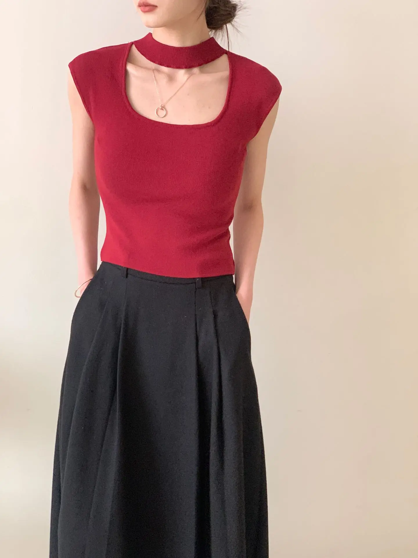 Топ с рукавами Flng женская летняя облегающая трикотажная рубашка квадратным