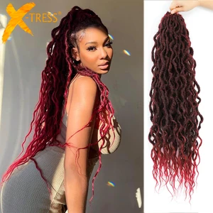 Imported Ombre Burgundy Color Synthetic Crochet Braids Hair Extensions X-TRESS Low Temperature Fiber 26