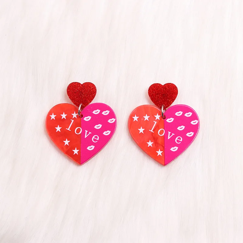 Новые серьги для влюбленных на День святого Валентина индивидуальные акриловые