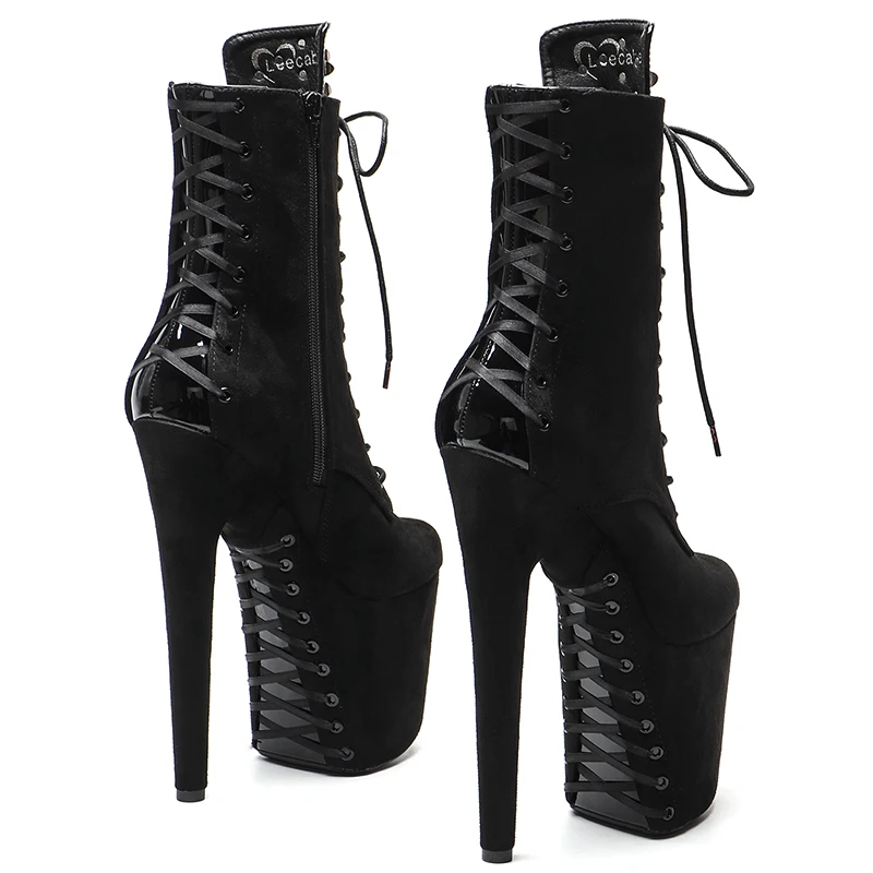 Leecabe 20CM/8inches  Suede upper with patent PU   Nightclub  Stiletto Pumps High Heels Women's Party Shoes