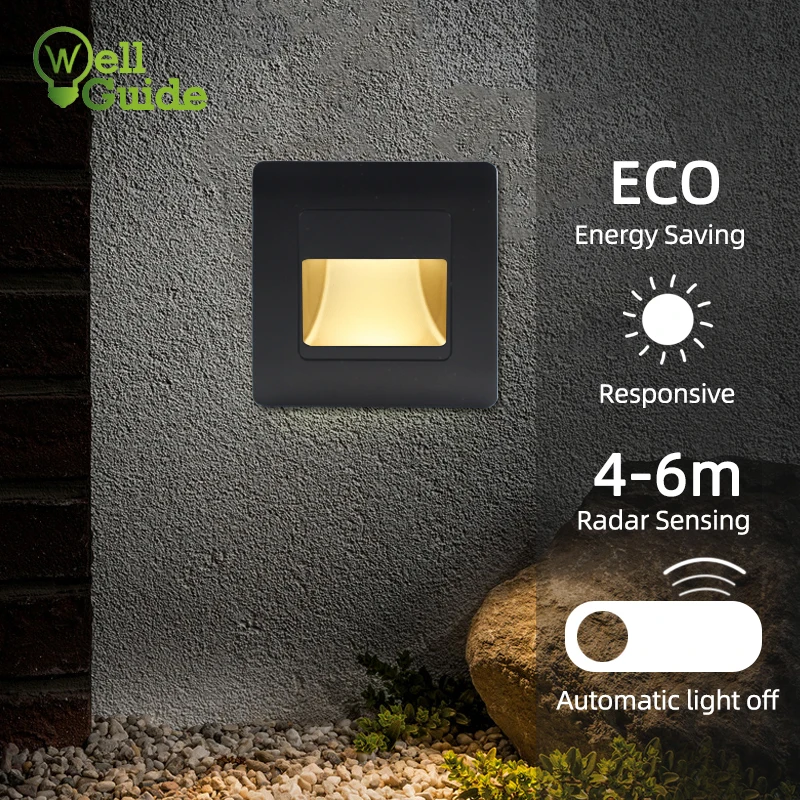 

Led Stair Light 4 Colors PIR Sensor Wall Light AC85-265V Recessed Footlight Corridor Step Lamp Motion Induction Wall Lamp