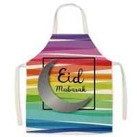 muslim ramadan pattern cotton linen kitchen apron home cooking baking shop cleaning accessories haircut apron cleaning tools