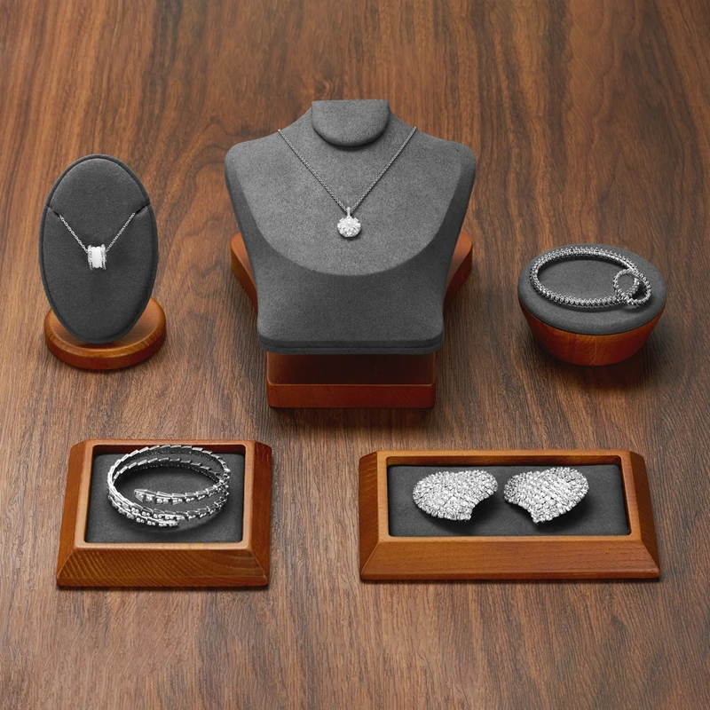 Oirlv Wooden Jewelry Neck Display Necklace Pendant Display Stand Jewelry Exhibition Necklace Display Solid Wood Necklace Holder