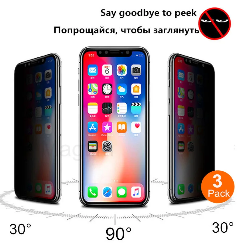 

Magtim 3 шт. защита для экрана для iPhone 13 12 11 Pro XS MAX XR закаленное стекло для iPhone 6 6S 7 8 Plus противошпионская пленка