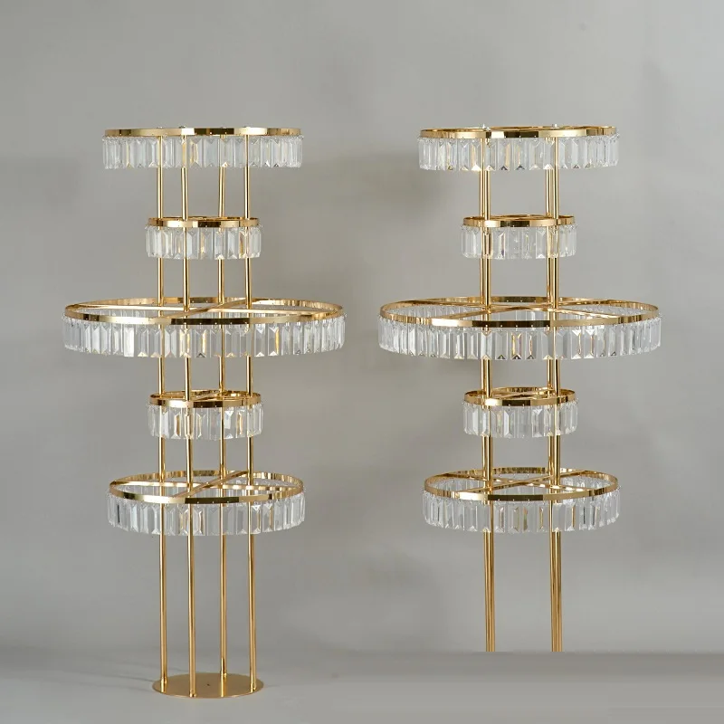 

6pcs Acrylic Crystal Flower Rack Gold Arch Stand Road Lead Wedding Centerpiece Flower Rack For Event Party Decoration