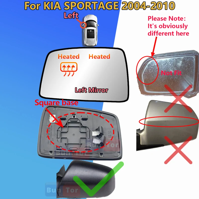 

Для KIA SPORTAGE 2004 2005 2006 2007 2008 2009, 2010 стекло зеркала заднего вида с подогревом/L 87611-1F000 R 87621-1F000/днело/автозапчасти
