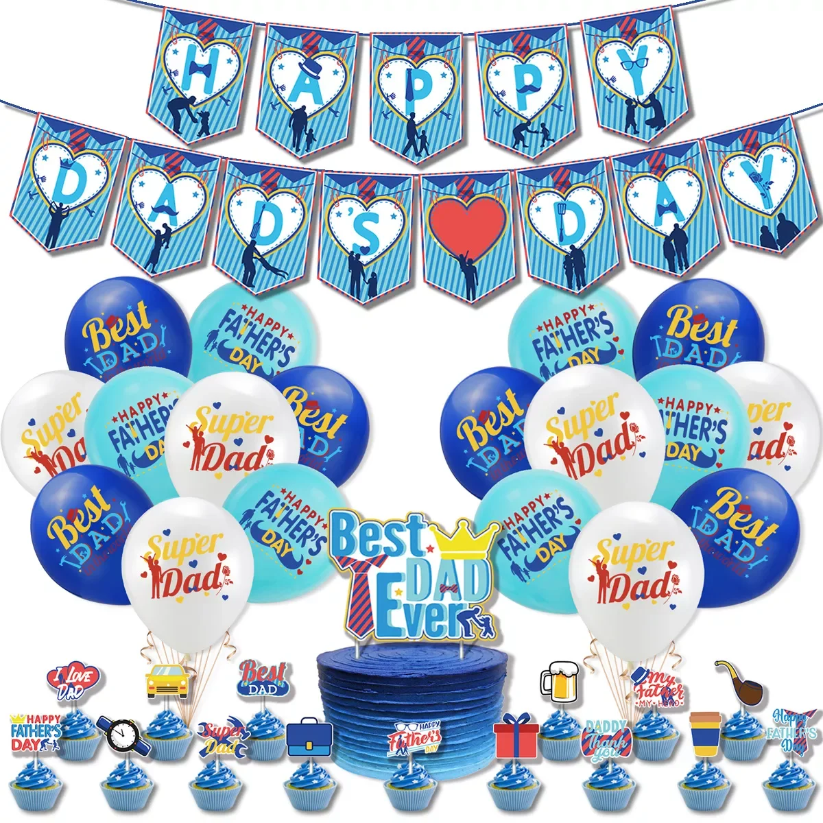 

Blue Helium Latex Best Dad Matte Metal Confetti Balloons Theme party Decoration Happy Father's Day Dcorations