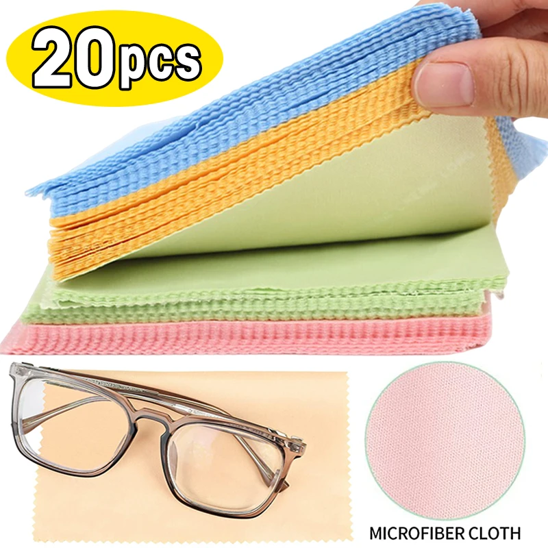 20Pcs Microfiber Glasses Cleaning Cloth High Quality Lens Glasses Cleaner Mobile Phone Screen Cleaning Wipes Eyewear Accessories