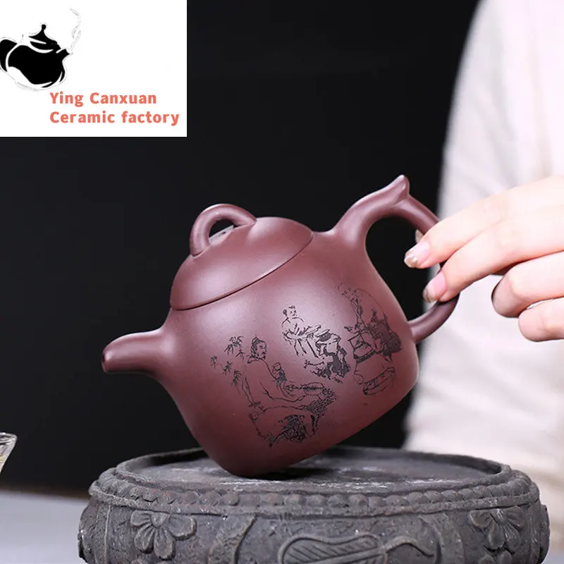 

Ручная роспись Yixing Фиолетовый Глиняный Чайник подлинный Zhu фильтр для грязи Чайник Китайский Zisha красивый чайник для чая бытовые чайники 350 мл
