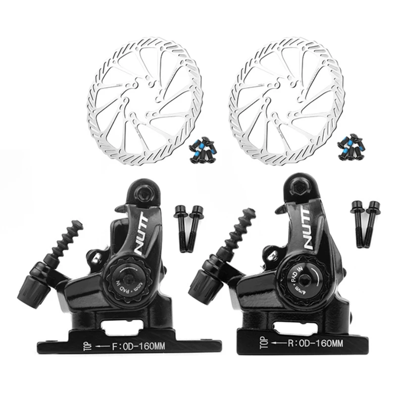 

NUTT MTB Road Bike Disc Brake Caliper 160Mm Double Mechanical Line Pull Flat Front Rear Clamp Set G3 Rotor Disk Bicycle Parts