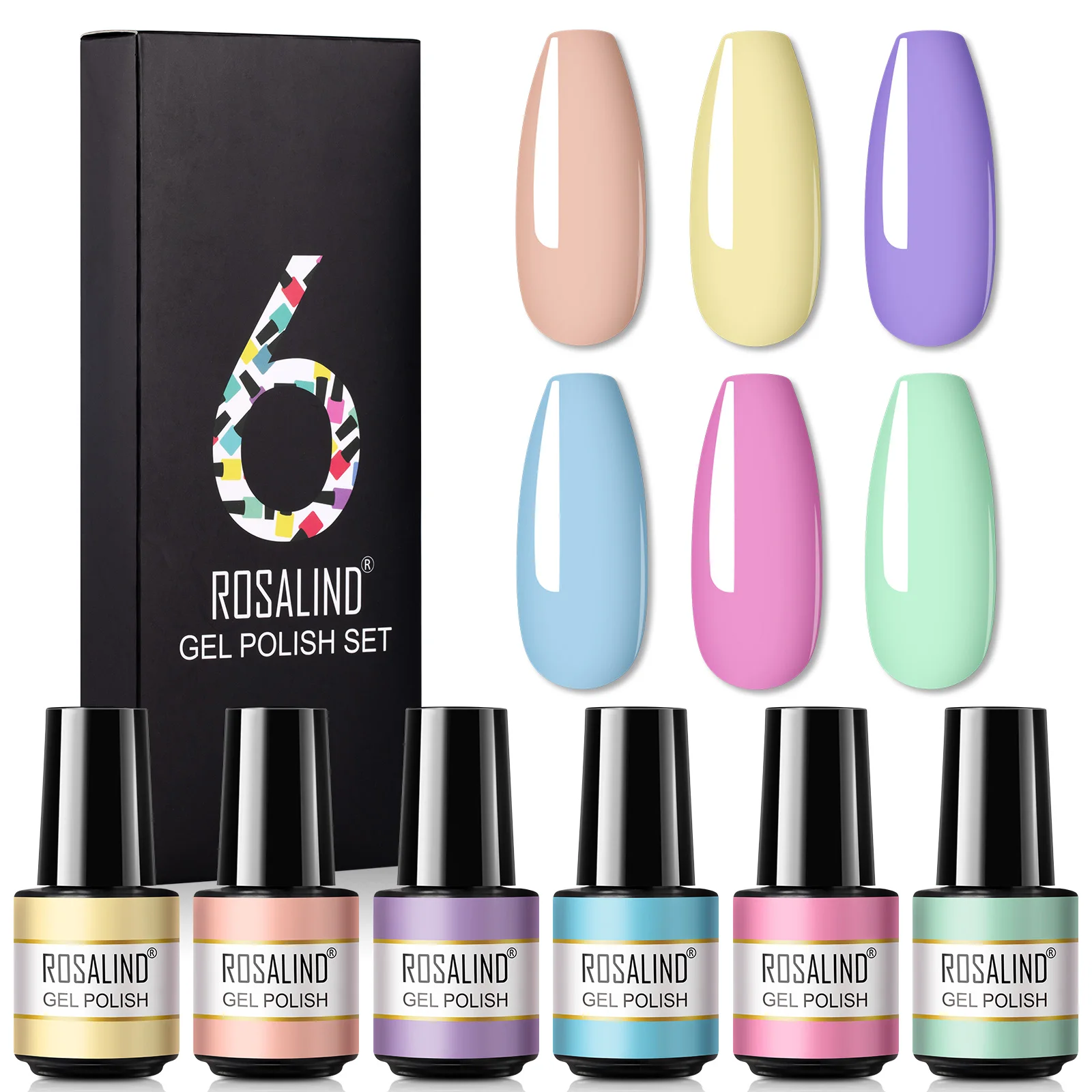 

ROSALIND 7ML Gel Polish Kit Semi Permanent Nail Colors Hybrid Varnishes Nail Art Polish Base Top Soak Off For Manicure Gel Set