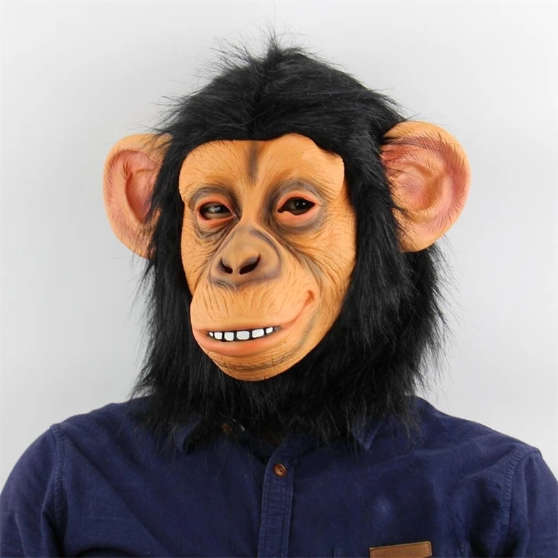 

Gorilla Mask Novelty Monkey Orangutan Costume Cosplay Latex Animal Funny Full Face Party Hair Dress Black Halloween for Adults