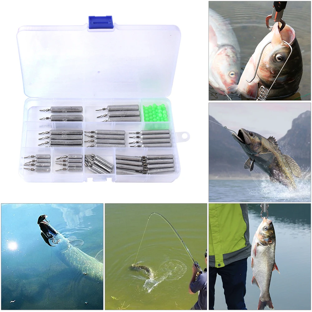 Набор грузил для рыбной ловли Slim Drop Shot из металла на 90 штук разных размеров для пруда, озера, ручья и реки.