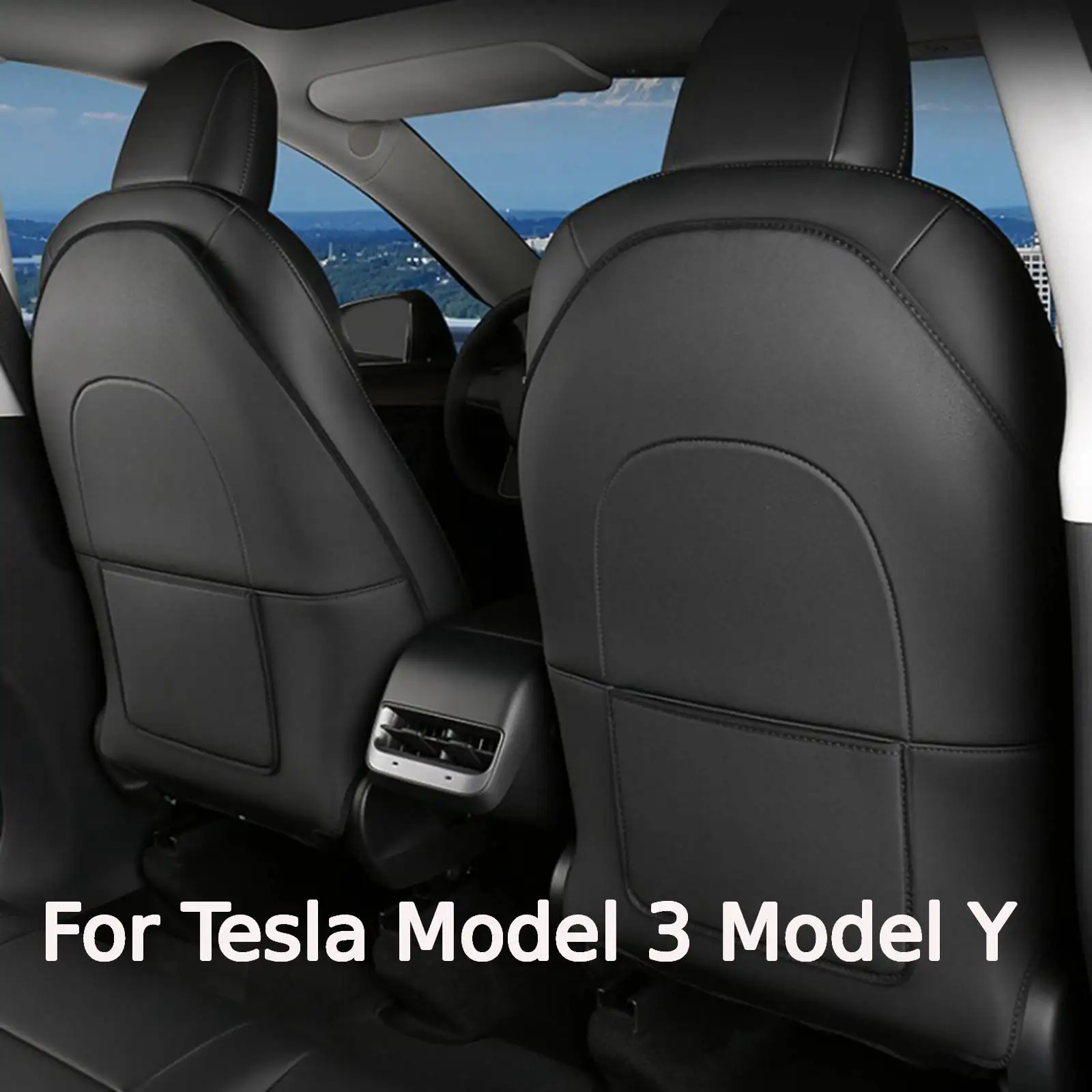

2pcs Car Seat Back Anti Kick Pad For Tesla Model 3 Model Y Interior Accessories Leather anti Kick Protectors Mats Pad Cover Kids
