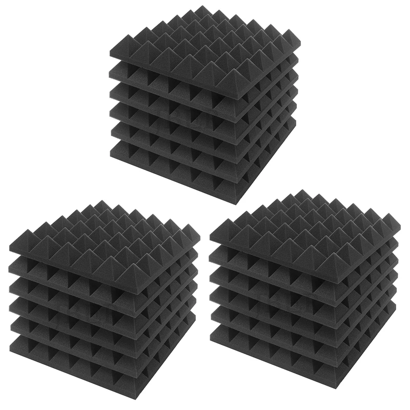 

18 Piece Charcoal Acoustic Panel Studio Foam Wedge Fireproof Insulation Liner Siding 30 X 30 X 5Cm (Black)