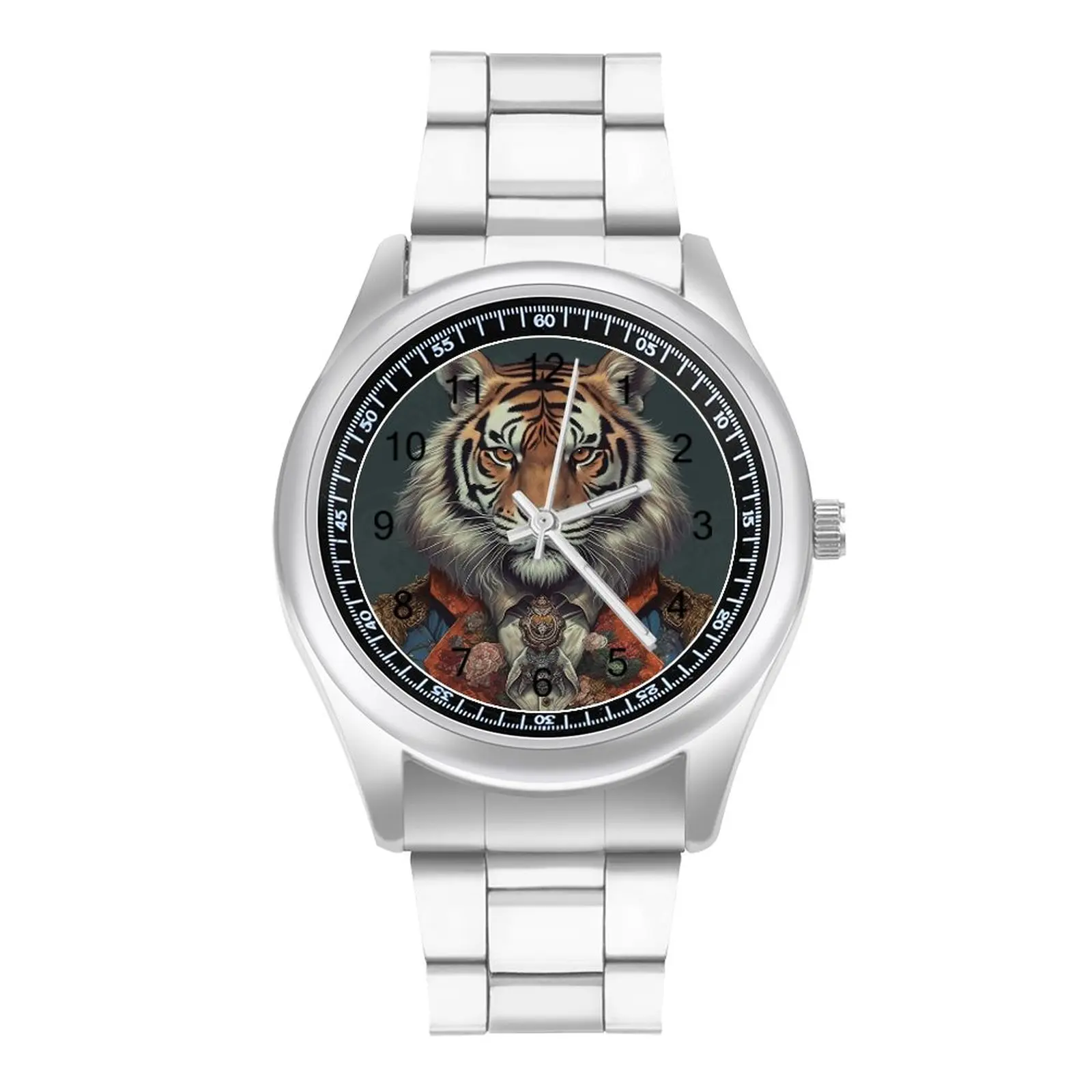 

Tiger Quartz Watch Dapper Clothing Fitness Round Wrist Watch Stainless Photo Wideband Ladies Wristwatch