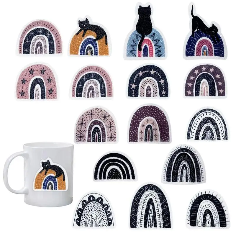 

Настольные сенсорные полоски, настроение, успокаивающий фиджет, текстурированные полоски, многоразовые текстуры из дробленого камня, радужные наклейки с рисунком кошки для взрослых