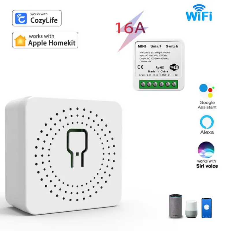 

16A CozyLife HomeKit Smart Switch WiFi Mini Switch Module High Power 110V 220V Breaker Work with Siri Alexa Google Support Hot
