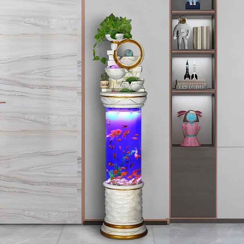 Фотоэлемент цилиндрической аквариума для гостиной