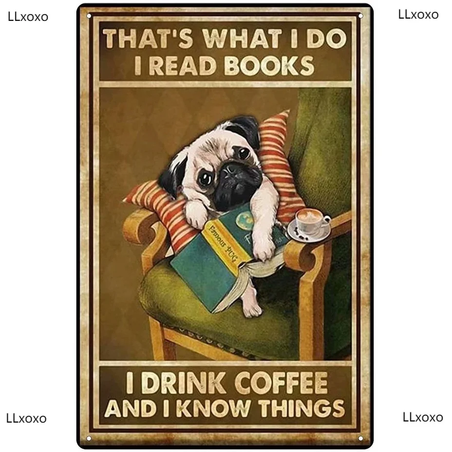 

Livros De Leitura Cão Pug De Metal Vintage De Lata Pintura Em Ferro Estilo Para Casa Quarto Café Cozinha outdoor decor