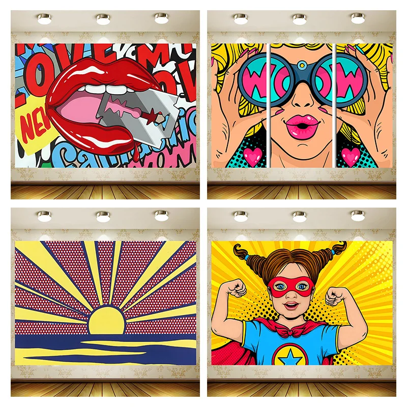 Ретро стиль День Рождения Вечеринка американские комиксы блонд девушка комната