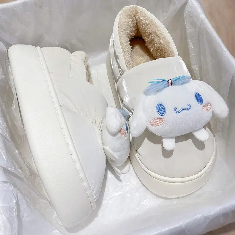 

Мультяшные ботинки Sanrio My Melody Cinnamoroll, милые водонепроницаемые ботинки для снега, плюшевые повседневные ботинки на толстой подошве, подарок на день рождения для девочек