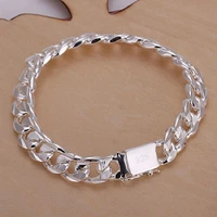 10mm square buckle sideways bracelets for men fashion silver chain bracelets jewelry gifts friendship bracelets