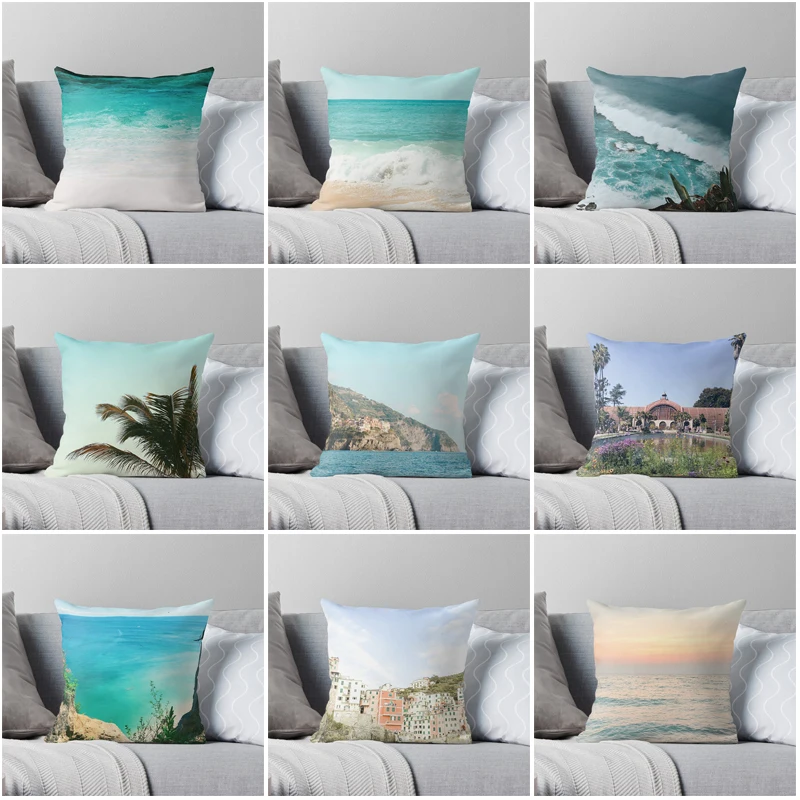 

45*45 car cushion cover autumn decorative home pillow cover Cushion cover beach wave style sofa or bed plush pillow cover 50*50