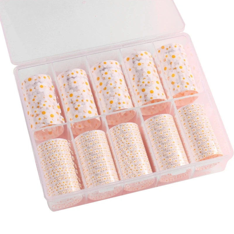 

10-Roll Daisy Sun Flower Nail Transfer Foil Nail Art Manicure Starry Sky Paper DIY Nail Design Decor Daisy Nail Decals