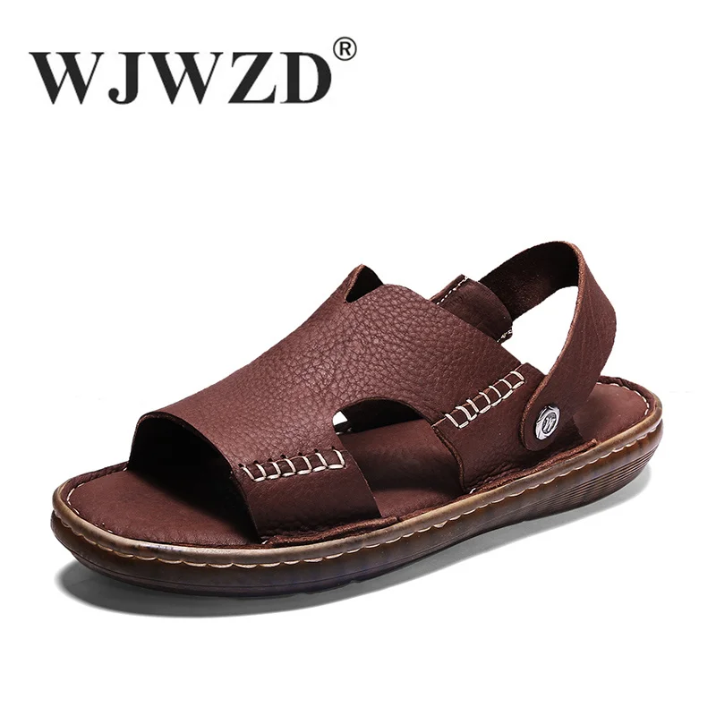 

Сандалии мужские ручной работы, дышащие шлепанцы на платформе, Повседневная Уличная обувь для отдыха, тапочки, большие размеры 38-46, лето