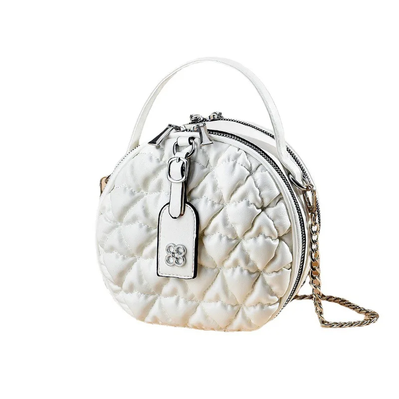 2023 New Round Small Soft Top Handle Tote Cute Crossbody Bags for Women PU Leather Purses Designer Shoulder Handbags Bolso Mujer