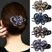 fashion flexible styling tools durable dovetail hairpins crystal butterfly rhinestone hair clip duckbill hair grip