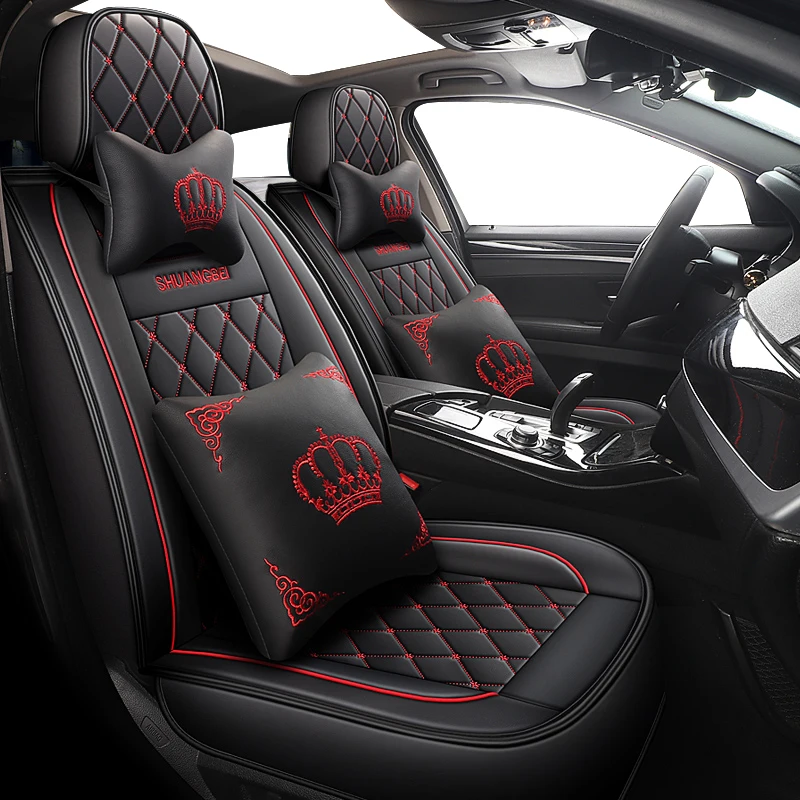 

Universal Leather Car Seat Cover Capes For SEAT Leon MK4 MK1 Ibiza Ateca Arona Cute Full Set Auto Interior Accessories