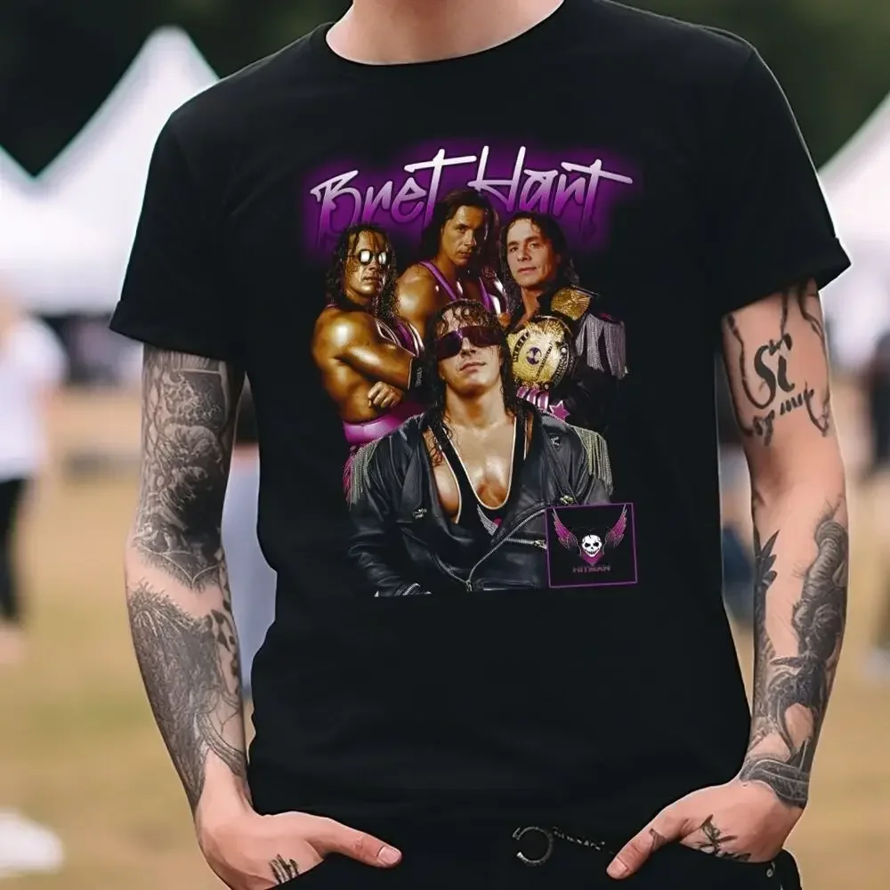 Черная футболка для борьбы Bret The Hitman