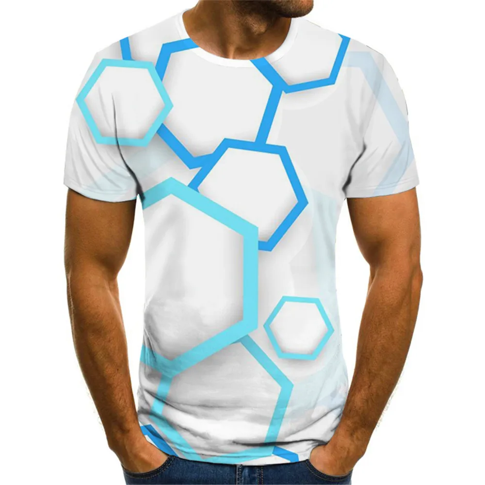 

Summer Short Sleeve T-shirts for Men 2022 T-shirt Irregular Pattern Rotation Tops Tees Men's Style Clothing Harajuku Rhombus 3D