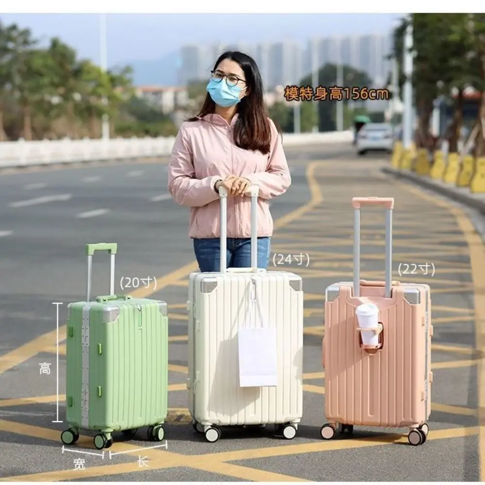 Luggage Fixed belt Luggage Women Men Suitcase On Wheels Spinner Trolley Case Bag 18
