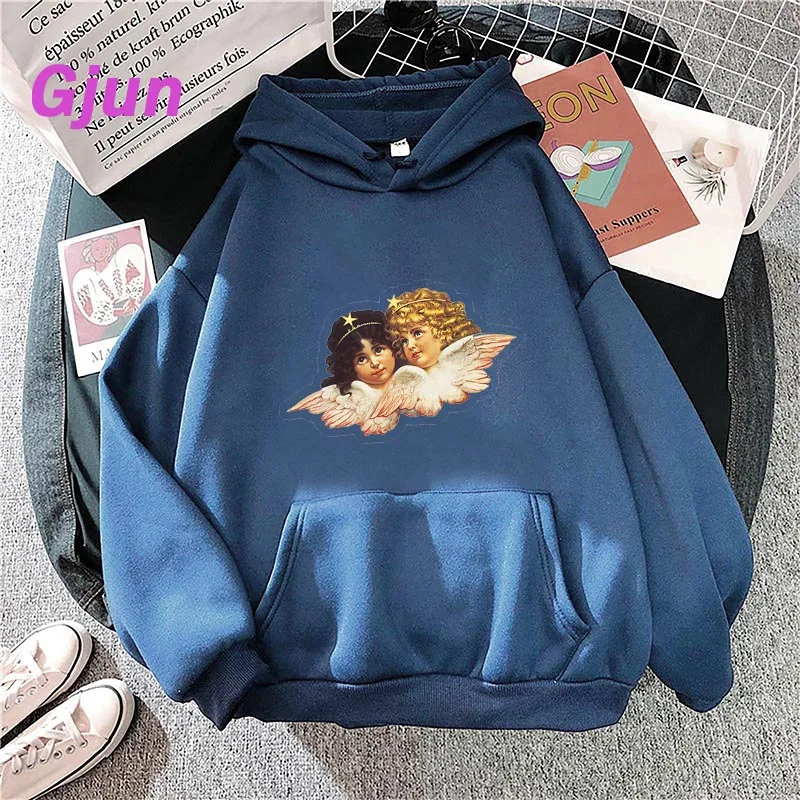

Hoodie Angels Vintage Women Hooded Sweatshirt Winter Harajuku Oversize Ladies Gothic Loose Sweatshirt Streetwear Hoodies 2021