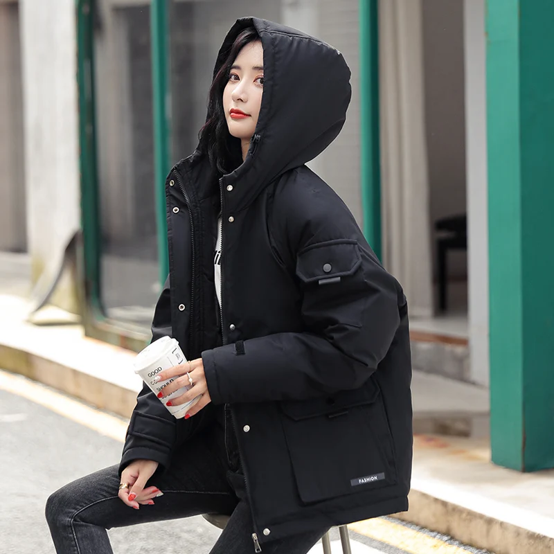 Women's Winter Oversize Jacket Down Cotton Padded Coat Female Loose Casual Overcoat Female Fashion Hooded Short Parkas