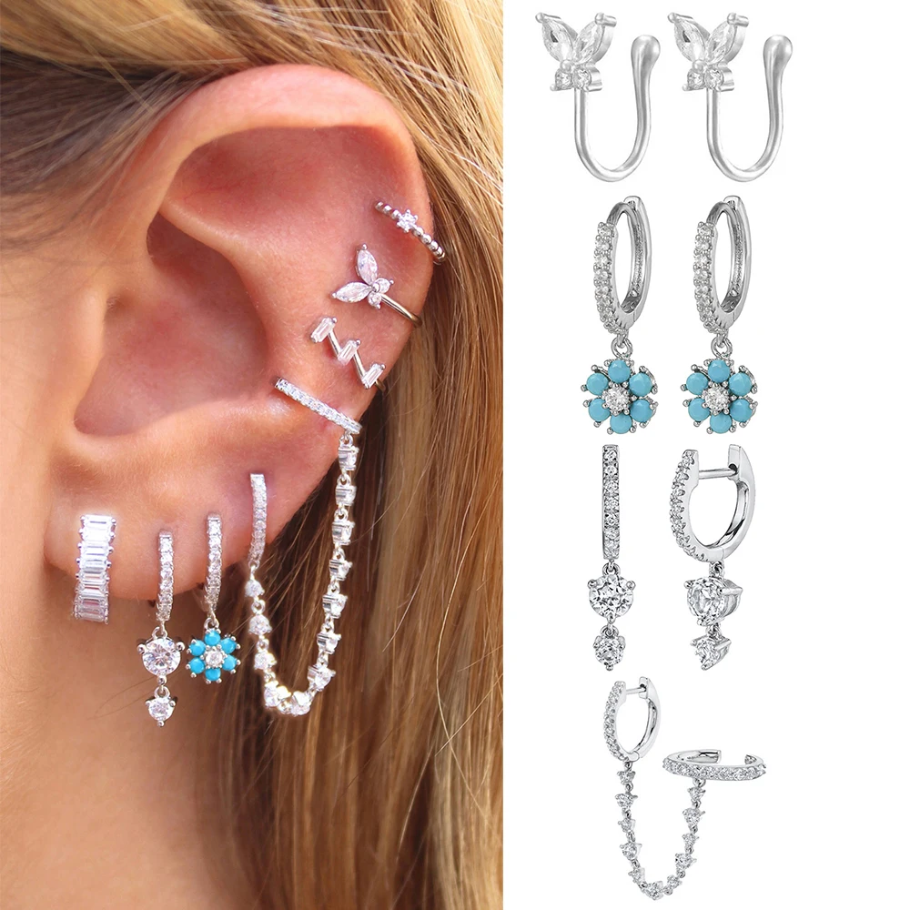 Новинка 2022, серебряный цвет, нержавеющая сталь, циркон, женское украшение, пирсинг для уха, женское Ювелирное Украшение
