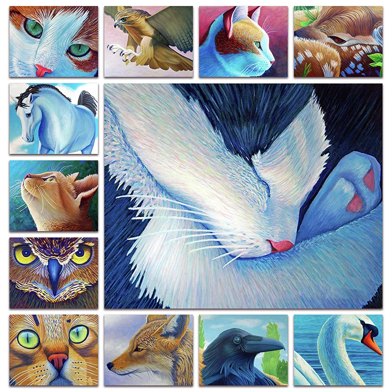 

5D DIY Diamond painting Animal cat duck eagle fox Full Diamond embroidery wolf swan deer horse Diamond mosaic owl elephant horse