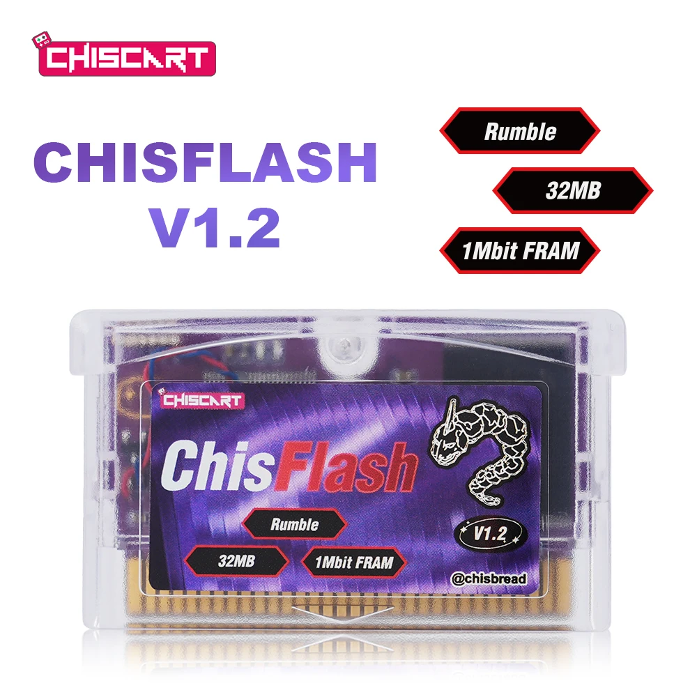 Фото Chiscart ChisFlash V1.2 Rumble — перезаписываемая флеш-карта для GBA, совместимая с GBA, GBA SP, GB Micro, DS, DS Lite и GameBoy Player. №1