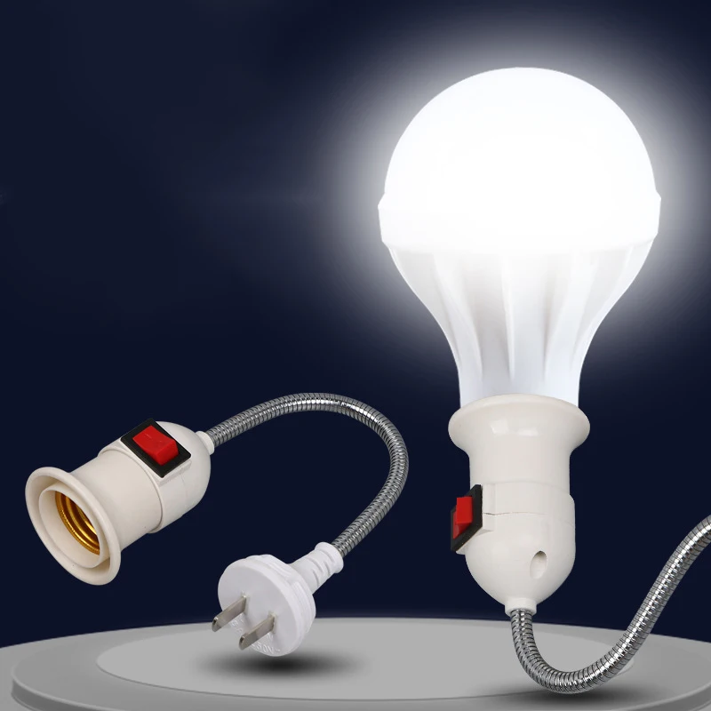 

Metal E27 Lamp Base Flexible Bend Mobile Test Light Socket Light Adapter Plug Switch