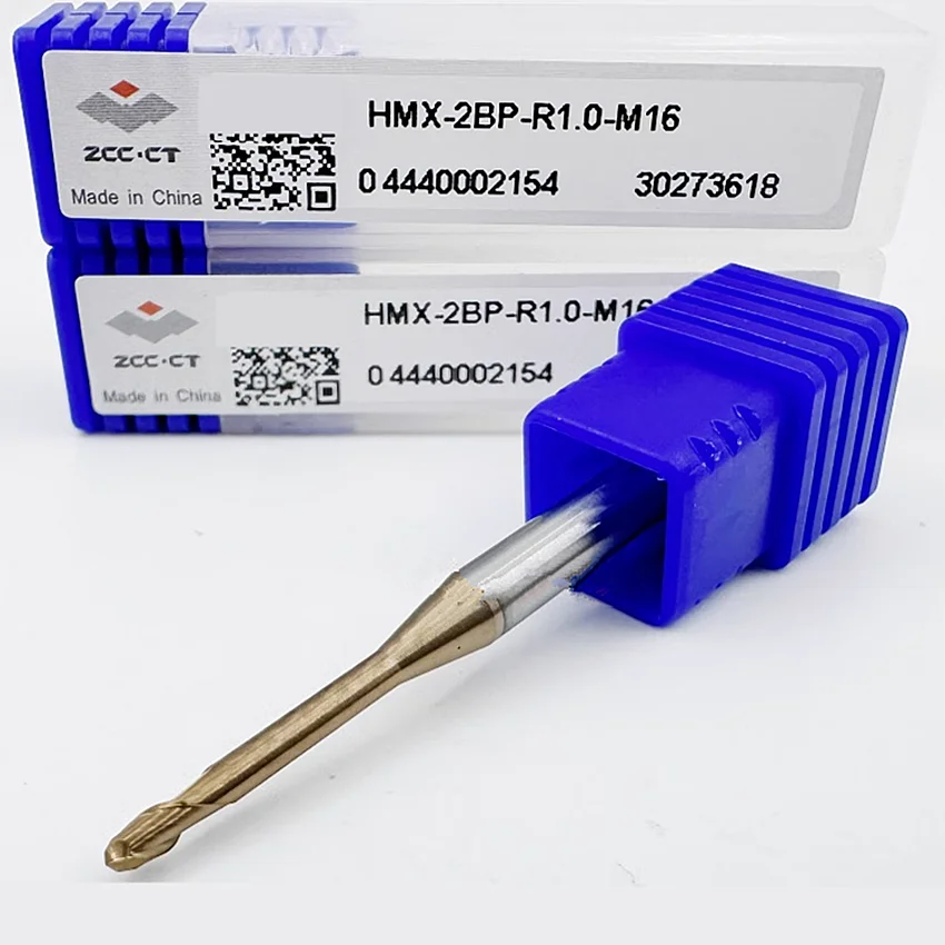 HMX-2BP-R1.0-M16 ZCC.CT HMX-2BP Шаровая концевая фреза с двумя кромками и прямым хвостовиком, длинной горловиной и коротким краем, 2-зубая сферическая концевая фреза Концевые фрезы
