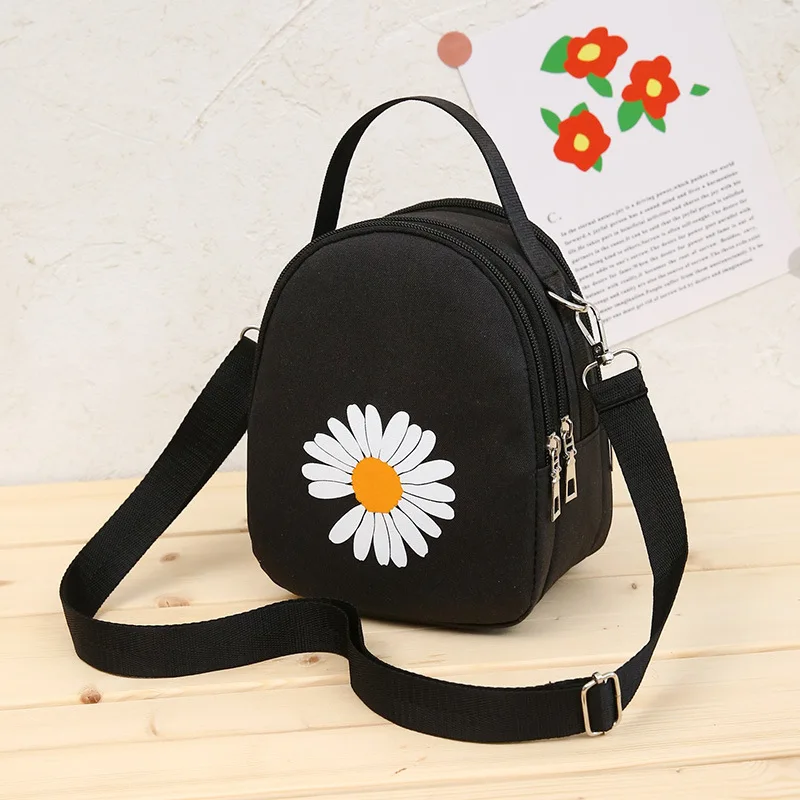 

New product portable small bag ladies flower canvas mobile phone coin purse casual all-match messenger shoulder bag SP0244