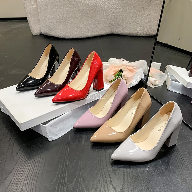 

2023 Sexy Fashion High Heels Shoes Woman Pumps Basic Square Heel Work Shoes Party Women Shoes Shoes for Women Zapatos De Mujer
